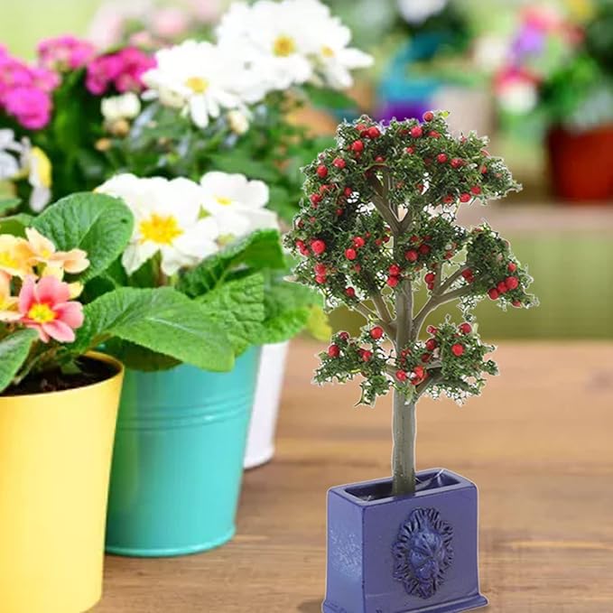 3PCS Mini Dollhouse Plants Model, Portable Dollhouse Plants Artificial Fruit Tree Model for 1/12 Scale Dollhouse Decoration