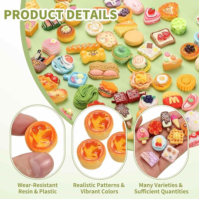 Dollhouse Miniature Food, Cute Dessert Figures Toys Mini Resin Foods Trinkets for Pretend Play Kitchen Cooking Game & Doll House Decor (Yellow, 20pcs)