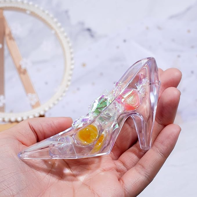 Plastic Mini Cinderella Princess Slippers Glass Heels Party Decorations for Weddings, Birthday Party Favors 3.5 inches