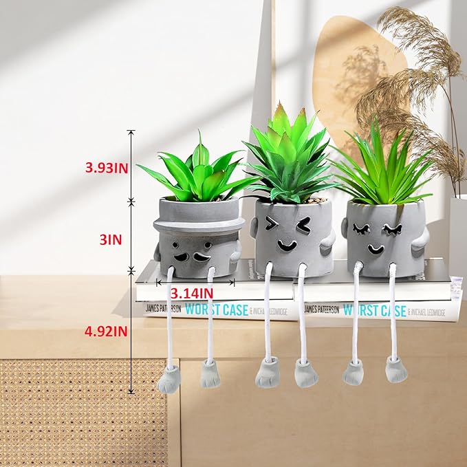 skycoo 3Pack Fake Plants in Cute Pots, Indoor Faux Plants Decorations Lifelike with Artificial Flowers for Office Bathroom Bedroom Living Room Kitchen Home Farmhouse Shelf Decor