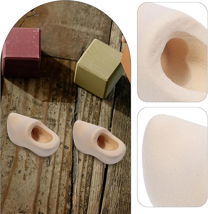 DIYEAH Mini Wooden Clogs 1pair Miniature Wooden Shoes Blank Wooden Shoes Sneaker Make Your Own Dutch Netherland Shoes Doll House Layout Decor Klompen for Dollhouse DIY Crafts 4cm