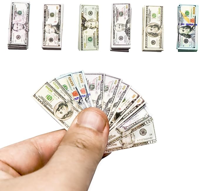 550PCS Miniature Scene Model 100 Dollar Bills for Dollhouse 1:12 Dollar Bills for Dollhouse Accessories