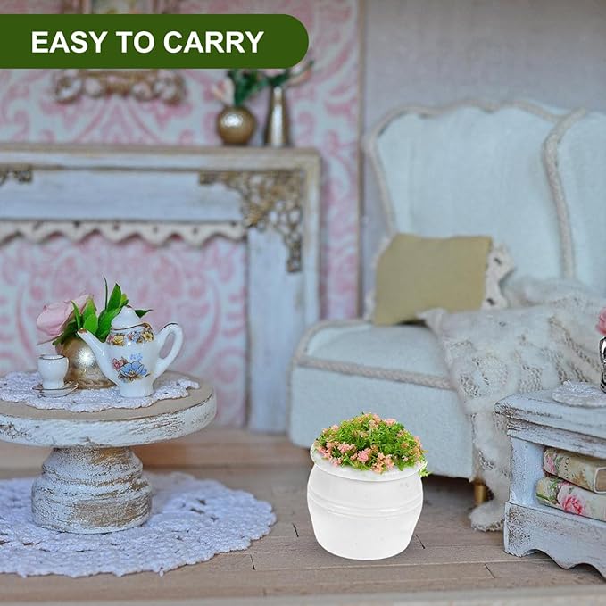 4pcs Miniature Fake Potted Plants, Tiny Plastic Bonsai Flower Decor for Dollhouse Furniture, DIY Table Ornament for Indoor Scenes Home Decor
