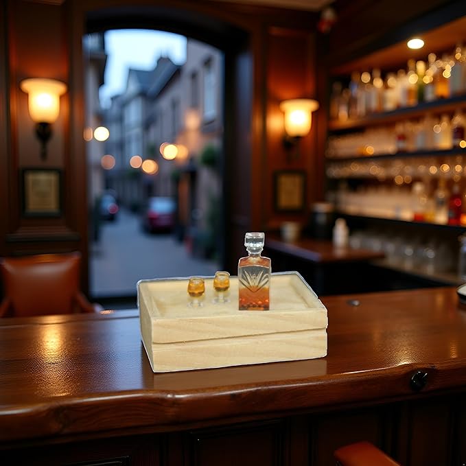 A Set of Exquisite Mini Whiskey Wine Bottle Bar Model,1:12 Scale Dollhouse Miniature Accessories,Verisimilitude Mini Whiskey Wine Decoration Convenient and Nice,Décor Dollhouse Accessories（No Tray）