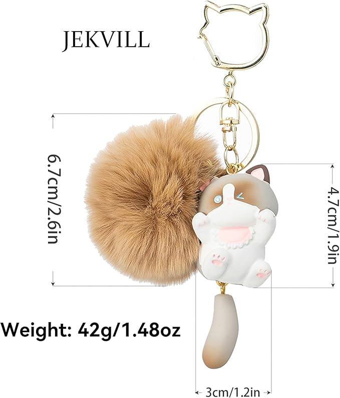 Jekvill Cat Keychain bag charms for handbags Cute Keychains for Women Kawaii Cat Backpacks Accessories cat plush keychain