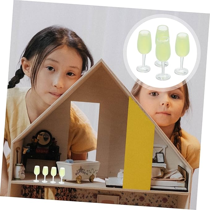 Housoutil 3sets Miniature Wine Glasses Mini Dollhouse Accessories Mini Cups Realistic Miniature Goblet Cups 4pcs*3