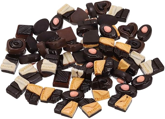 Mini Cute Nut Chocolate Decor, Miniature Doll Food Crafts for Dollhouse & Landscape & Mini Kitchen & Micro Fairy Garden & DIY Craft Decorations(Chocolate Color, 100pcs)
