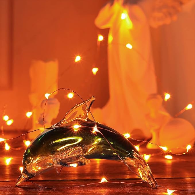 Ariceleo Mini Halloween Fairy Lights Battery Operate, 1 Pack Copper Wire Night Lights 3*AAA Battery Powered Led Starry Fairy String Lights for Bedroom, Christmas, Party, Decoration(5m/16ft Orange)