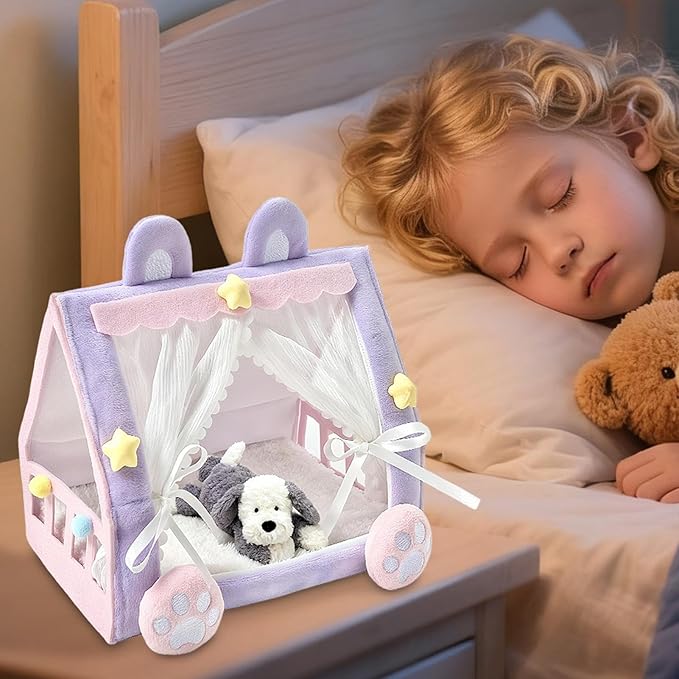 Mini Doll Tent Bed | Adorable Miniature Tent House Crib | Nursery Accessory Decorative Toy for Dolls & Stuffed Animals for Kids Girls Pretend Play
