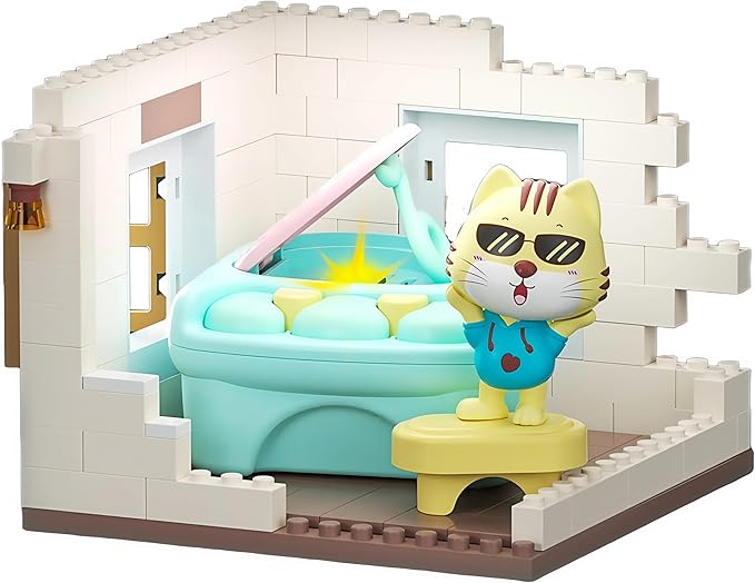 kvlidvo Koko's Cat Town DIY Miniature House Kit,Tiny House Piano Room Building Kits,Purrfect Dollhouse with 247PCS,Gift for Cat Lovers Teens Kids Ages 3+