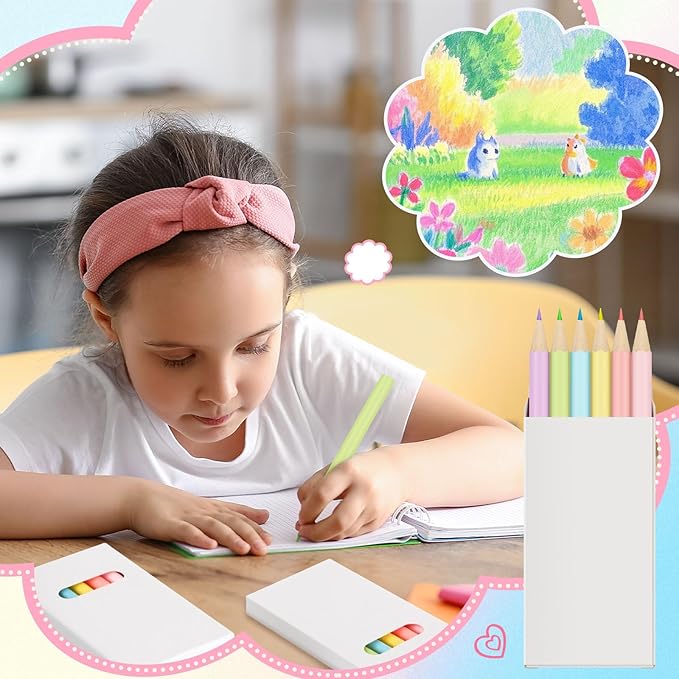 Ctosree 50 Packs Macaron Pastel Mini Colored Pencils Bulk 3.5'' Coloring Drawing Pencil in Boxes Valentine's Day Gifts for Kids Adult Classroom 100th Day of School Painting Party Favor, 6 Per Pack