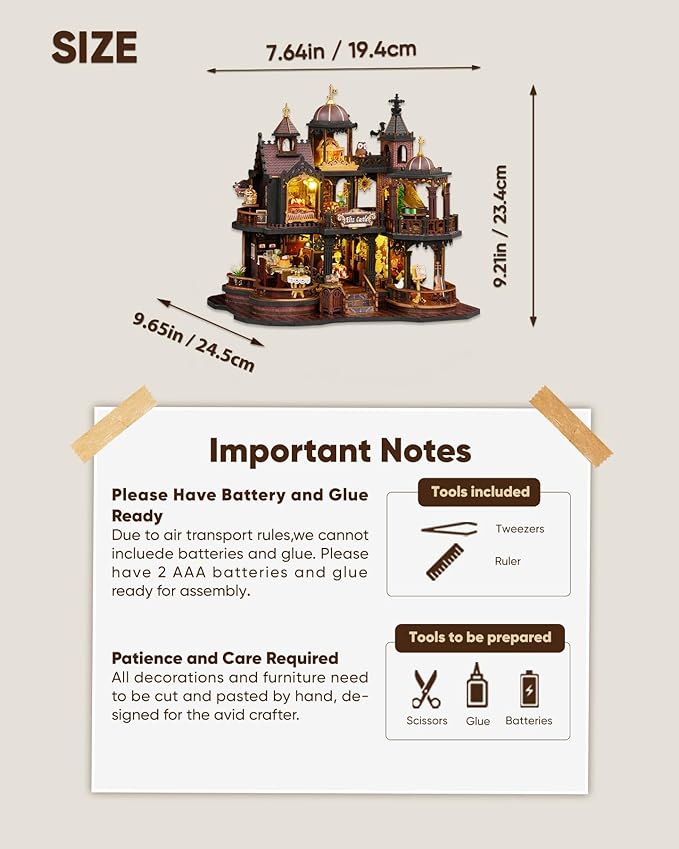 DIY Miniature House Kit, DIY Dollhouse Kit for Adults to Build, Mini House Kit with LED, Mayberry Street Miniatures, Ideal Gifts for Birthday, Halloween Christmas(Magic Eltz Castle)