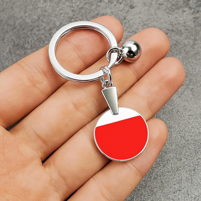 DONWOIE Ping Pong Keychain –Table Tennis Paddle & Ball Pendant with Red Accent, Sporty Bag Charm for Women,Cool Key Chains Gifts for Men Table Tennis Players, Fans, Coaches,