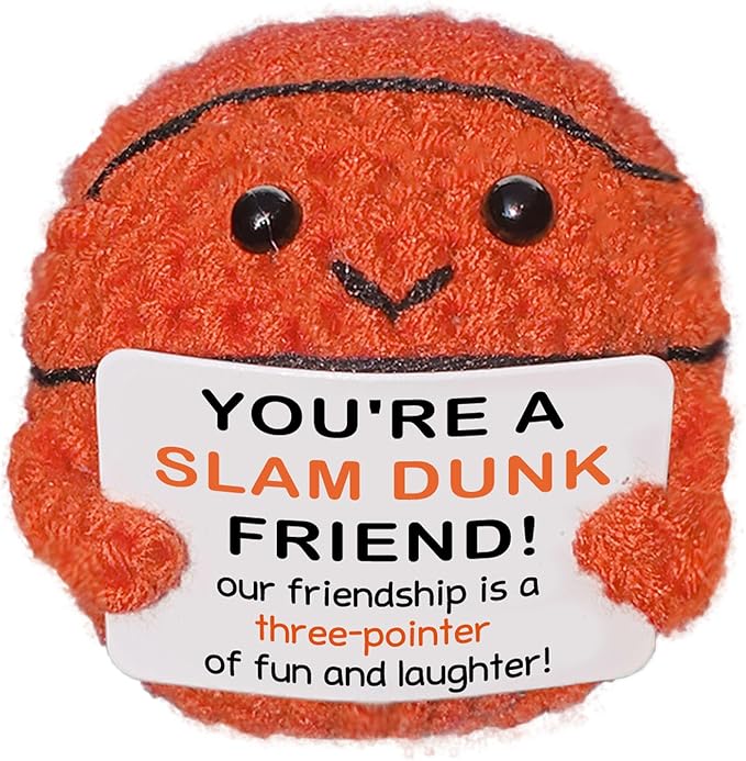 Zelaxeyi Handmade Crochet Basketball Decor,Funny & Sentimental Gift for Best Friends, Unique Birthday Present for Men and Women, Cute Gag Gift for Bestie or Coworker
