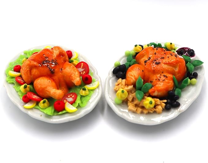 Dollhouse Food Set 2 Roasted Turkey Dollhouse Miniature Food,Tiny Food, Doll Collectibles,Doll Food, Miniature Food Toys Real for Dollhouse Kits