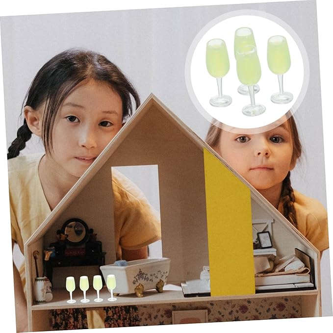 Housoutil 5sets Dollhouse Flutes Doll House Accessories Mini Wine Glasses Dollhouse Accessories Miniature Goblet Cups Bottles Mini Wine Cups Mini Cups Prop Miniature Cups Resin 4pcs*5