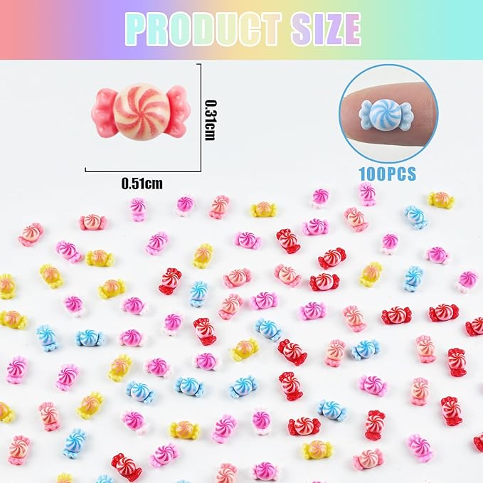 100 Pieces Tiny Candy for Dollhouse Miniatures Resin Food for Crafts Mini Candy for Dollhouse Mini Kitchen Micro Landscaping Decoration