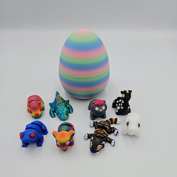 Mystery Mini Animal Packs - 3D Printed Articulating Figurines - Unique and Fun Designs Includes Mystery Egg - Stress Relief (Jungle Pack)