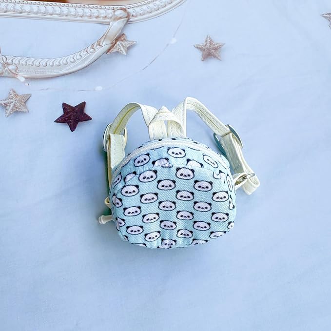 Bag Accessories for Lu bubu 17cm Dolls, Mini Doll Backpack Decoration for Dolls, Cute Fashion Cartoon Panda Backpack Outfit Accessory for 1st/2nd/3rd Gen 17cm Doll Blue