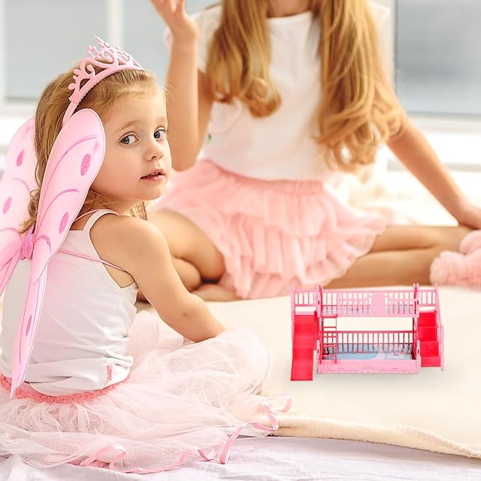 TOYANDONA Doll Bunk Bed Set Doll House Furniture Bunk Bed Ornament Miniatures Mini House Decoration Model Accessory Toy