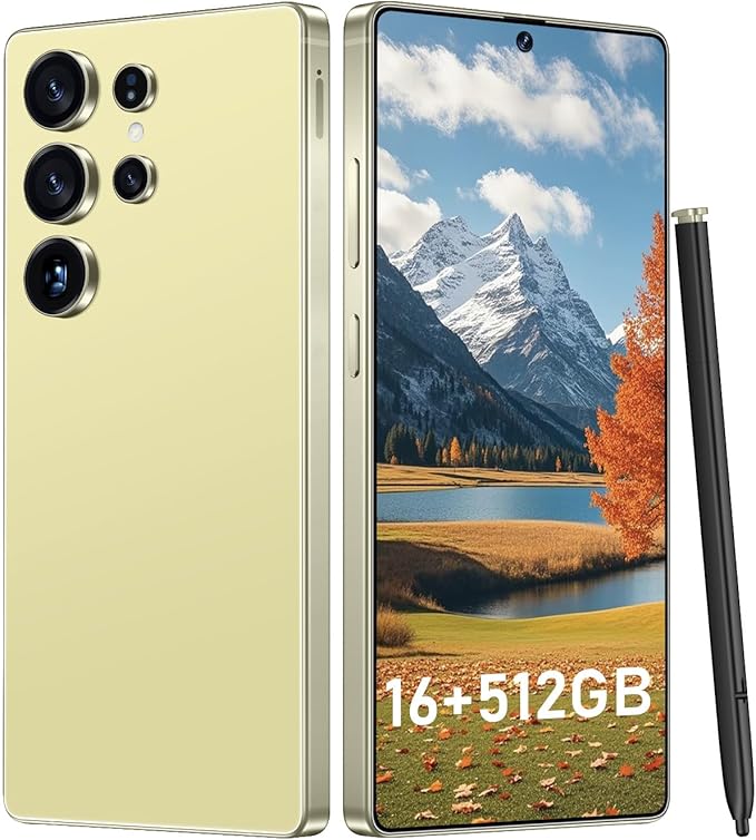 OEJBK I25 Ultra: Powerhouse 16GB/512GB, 2-Day 7000mAh Battery, Huge 6.99" Android 14 Phone w/Built-in Stylus - Your All-in-One Device The Superior Choice (Yellow)