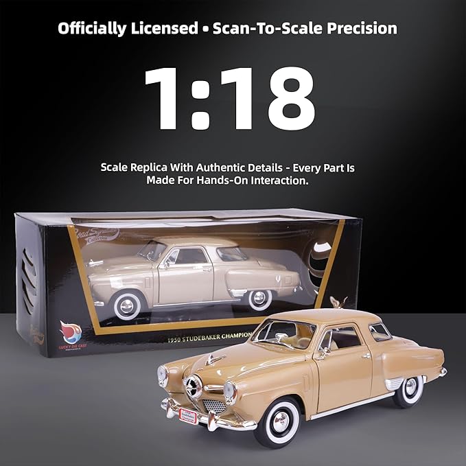 1950 Studebaker Champion 1/18 Scale Die-Cast Metal Model Premium Classic Vintage Alloy Collection Cars with Display Case, for Kids Men and Teens Dad 14+ Year