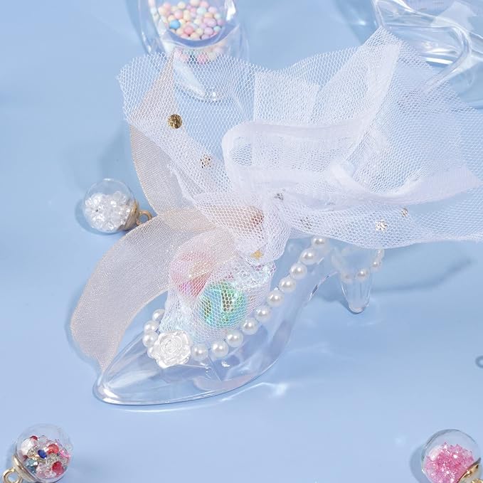 Plastic Mini Cinderella Princess Slippers Glass Heels Party Decorations for Weddings, Birthday Party Favors 3.5 inches