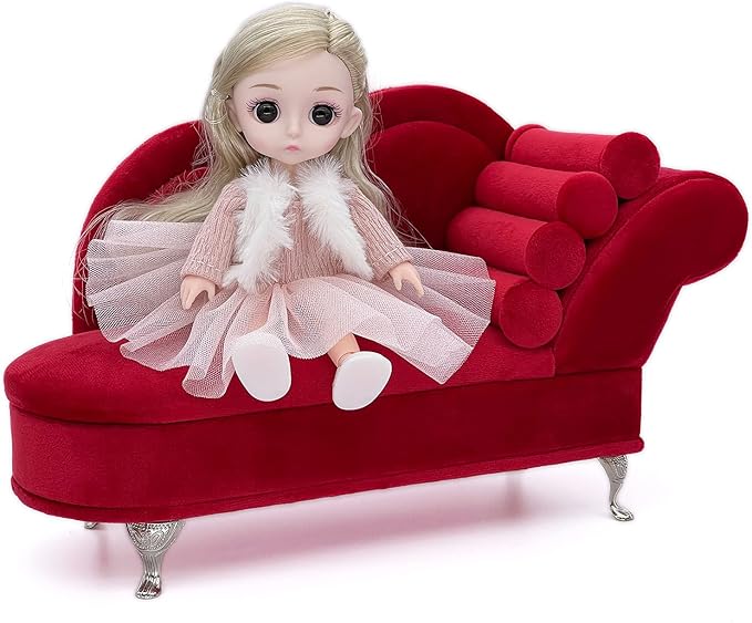 Yikko 1/6 Sofa Cushions for Dollhouse Living Room or Bedroom Decor, 12inch Dolls Accessories, Furniture for Blythe-Doll, Gift for Women Jewelry Box(A20-YS32)