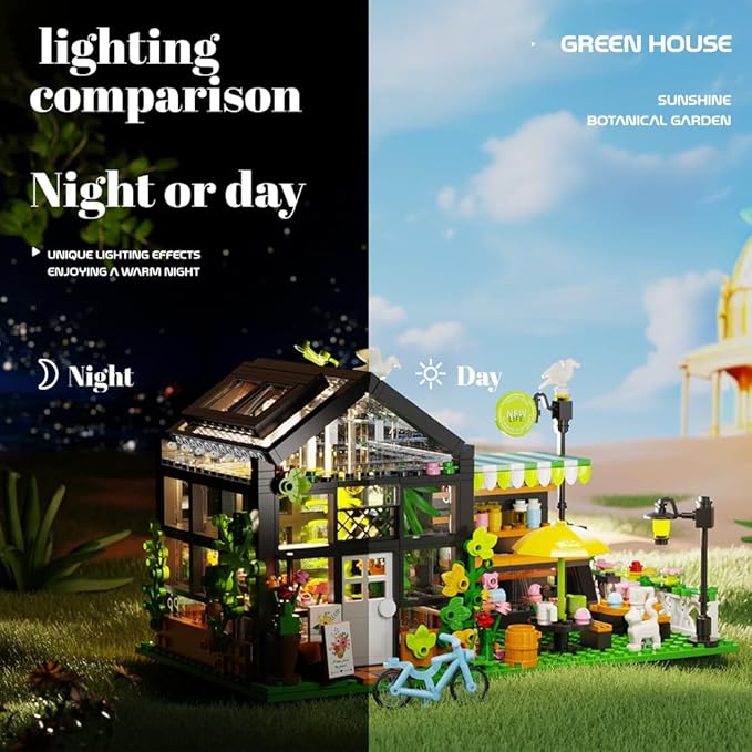 LEGPS YYDS Flower House Building Set with LED, City Street House Flower Shop Building Blocks Toy, Valentine Gift for Girls 8-12 Year, Mini Brick 680pcs
