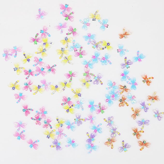 90Pcs Mini Resin Dragonflies Figurine, Tiny Dragonfly Garden Decor for DIY Crafft Fairy Garden Dollhouse Micro Landscaping Decoration