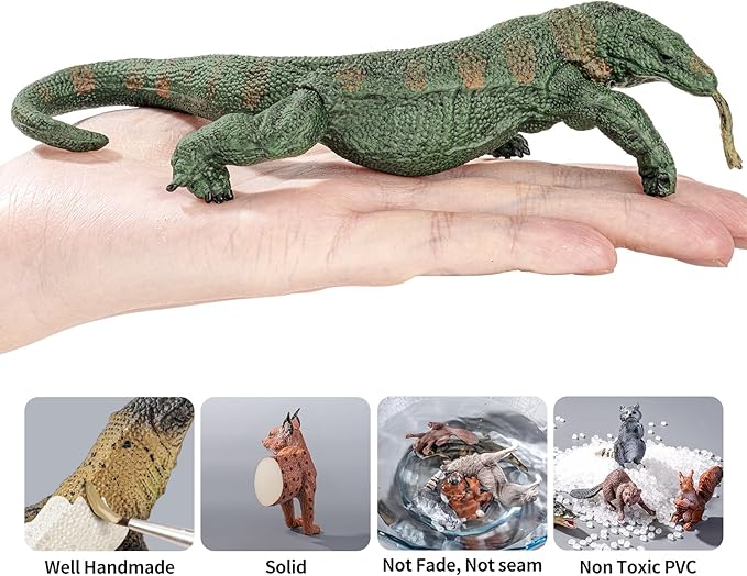 4PCS Komodo Dragon Lizard Animal Figurines Toys,Realistic Plastic Lizard Toys Realistic Reptile Figures, Educational Toy for Boys,Girls, and Kids