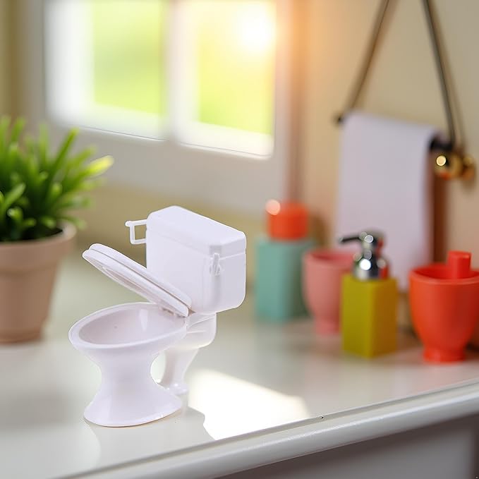 1:12 Scale Miniature Bathroom Toilet - Realistic Dollhouse Furniture for DIY Crafts, Dioramas and Architectural Models