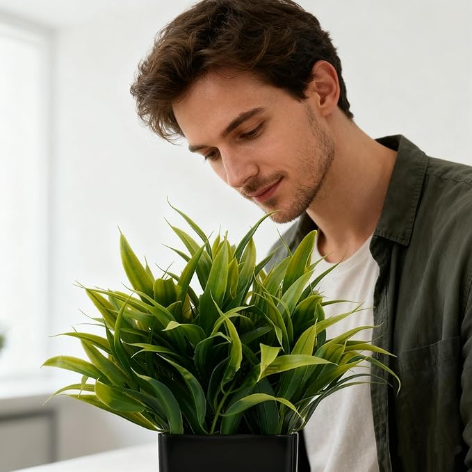 Kemaiyi 4 Pack Small Artificial Plants in Pots, Faux Mini Potted Fake Greenery Assortment for Home Office Desk Decor, Realistic Lifelike Plastic Foliage Indoor Outdoor Decoration