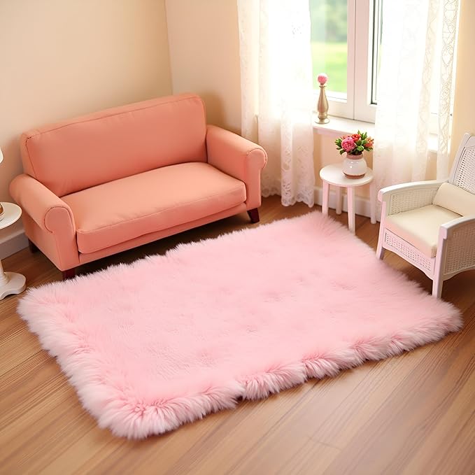Pink Dollhouse Carpet, Dollhouse Miniature Carpet, Fluffy Mini Dollhouse Rug, Doll House Rug, Lightweight Dollhouse Decor for 1/12, 1/8, 1/6 (Square S)