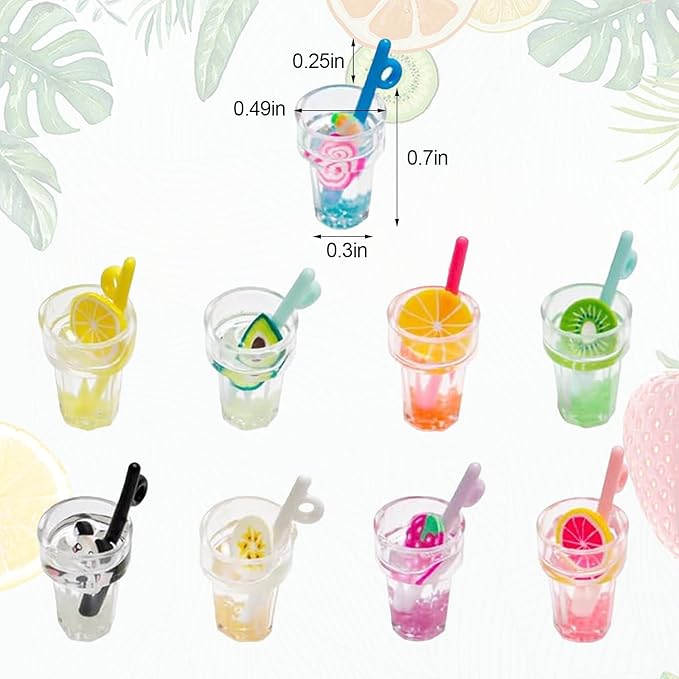 9Pcs 1:12 Scale Mini Miniature Bottles Wine Bottles miniverse Make it Mini Food Mini House Drink Accessories Dollhouse Decoration (9pcs Fruit Bottle)