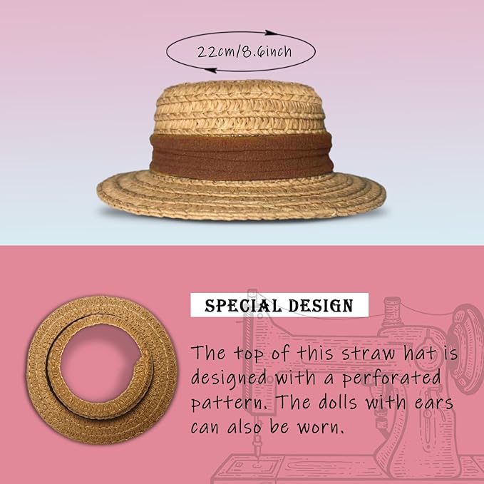 Clothes for 6.7in/17cm Dolls (Without Dolls),Sets and Accessories,4PCS (Straw hat + Neck Scarf + Skirt + Shoes), Collectors and As Gifts. (Denim Puff Skirt)
