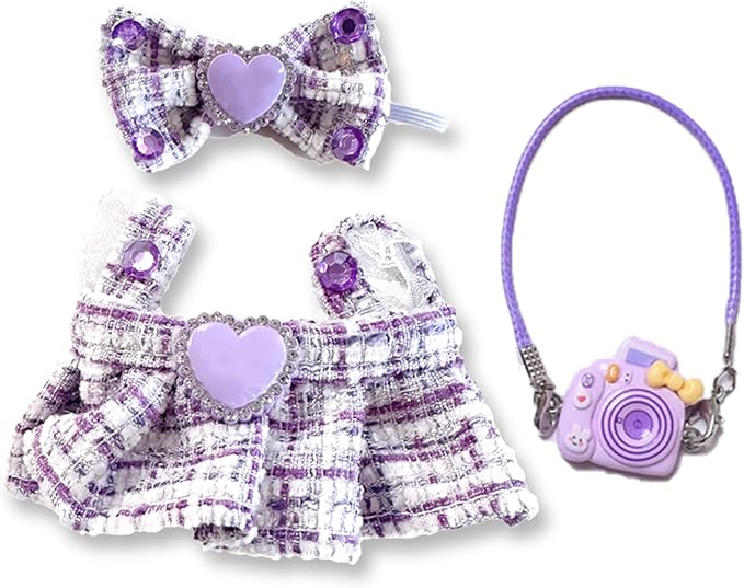17cm Doll Clothes - Dress for fugler Doll,Luxury Chic Style Set for 5.19-6.7in Dolls,Dolls Outfit Stylish Clothes -Black Heart Design with Rhinestones,Outfit Clothing Set (Style-C)