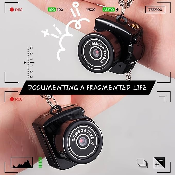 Luxxii Mini Blind Camera for Kids & Adults, Y2K Aesthetic Gadget Wearable Video Recorder with 8GB Memory Card, 3-in-1 Carry Options (Lanyard, Keychain, Chain), Unique Toy Gift - Black