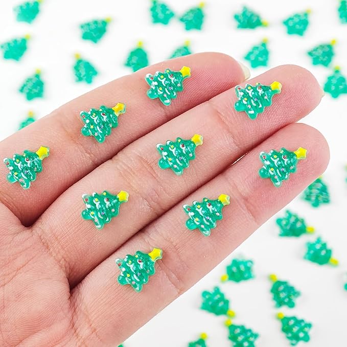 200 Pieces Tiny Christmas Tree Decor for Dollhouse Mini Resin Decor for Crafts Tiny Things for Fairy Garden Micro Landscaping Decoration