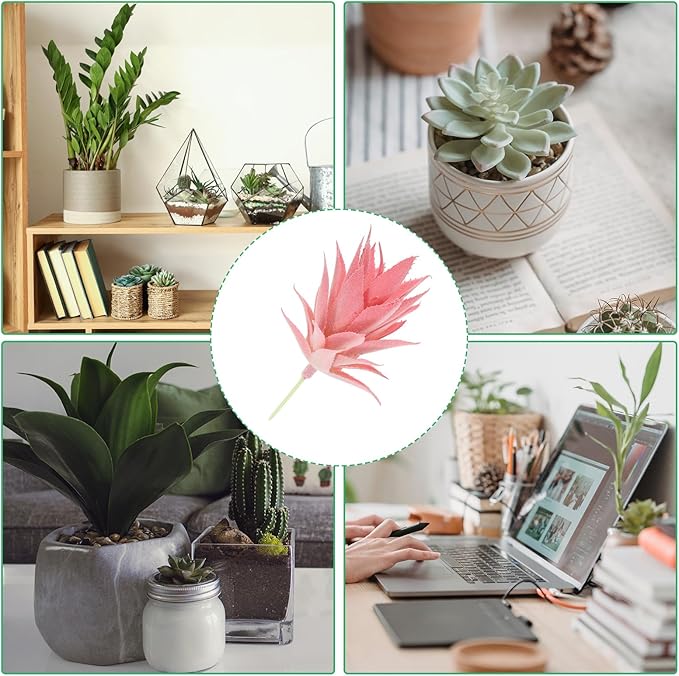 PATIKIL Small Artificial Succulents Plants, 2 Pack Unpotted Faux Succulent Picks Fake Succulent for Home Landscape Decoration, Pink