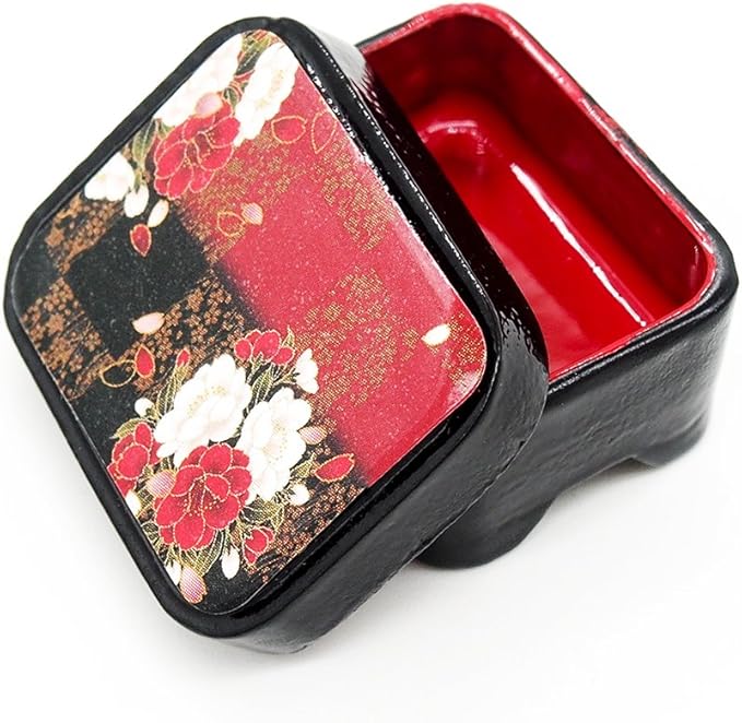Odoria Dollhouse Bento Box Miniature: 1/12 Scale Japanese Lunch Container for Kitchen Dining Room - Mini Traditional Food Accessories Black and Red