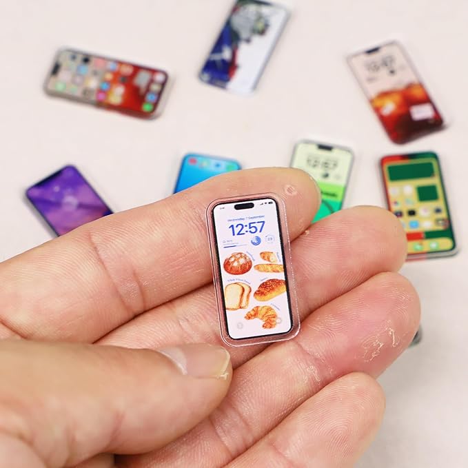 Miniature Mobile Phone, Dollhouse Mini Cell Phone, Miniature Mobile Phones Model, for Dollhouse Miniature Accessory, Fairy Garden, Diorama Decoration