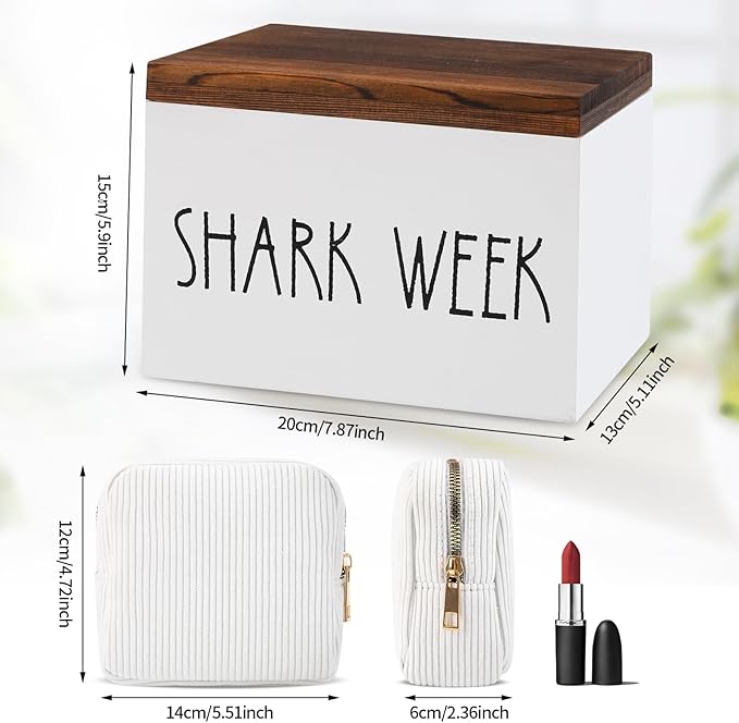 BORAENDEY Tampon Holder for Bathroom,Feminine Products Organizer,Shark Week Tampon Storage,Tampon Dispenser,Farmhouse Bathroom Storage Container,Bathroom Accessories Box for Girl Stuff
