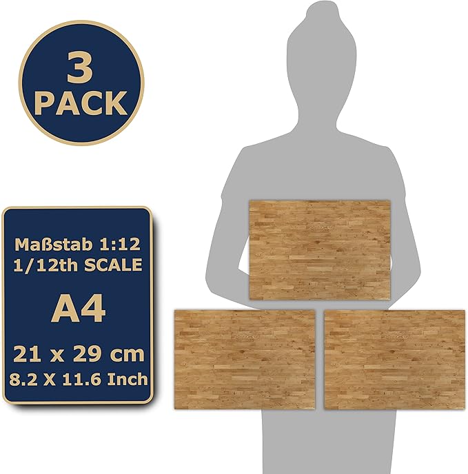 3 Sheets Self-Adhesive Flooring for Dollhouse 1:12 Scale (Apple Wood)