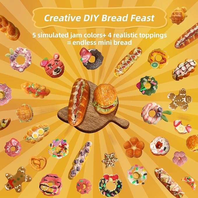 iLAND Cute Crafts for Teens Women Adults of DIY Air Dry Clay Art Mini Food, Modeling Clay Kit for Fun Date Night Craft Set Realistic 1/12 Scale Accessories for Dollhouse Kitchen Creative Crafting Gift