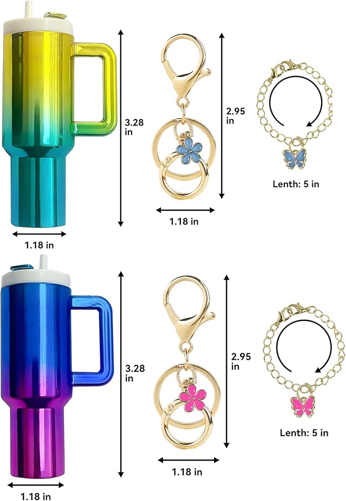 ERTUNA Mini Tumbler Keychain Accessories for Stanley Cup, 2 Way Cute Charms Chapstick Lip Balm Holder for Women Purse Handbag