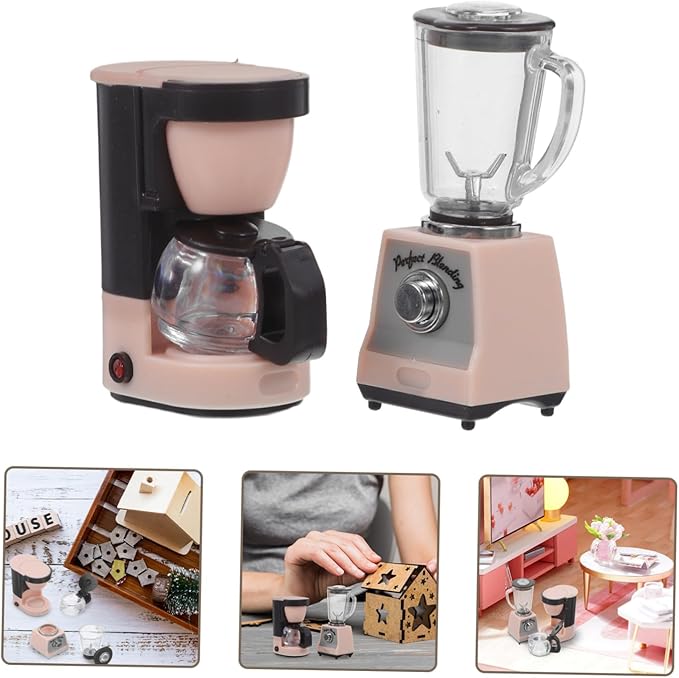 1 Set Scale Miniature Dollhouse Coffee Maker Charming Kitchen Appliance Prop with Realistic Coffee Pots Juicer Interactive Dollhouse Accessories for Creative Play