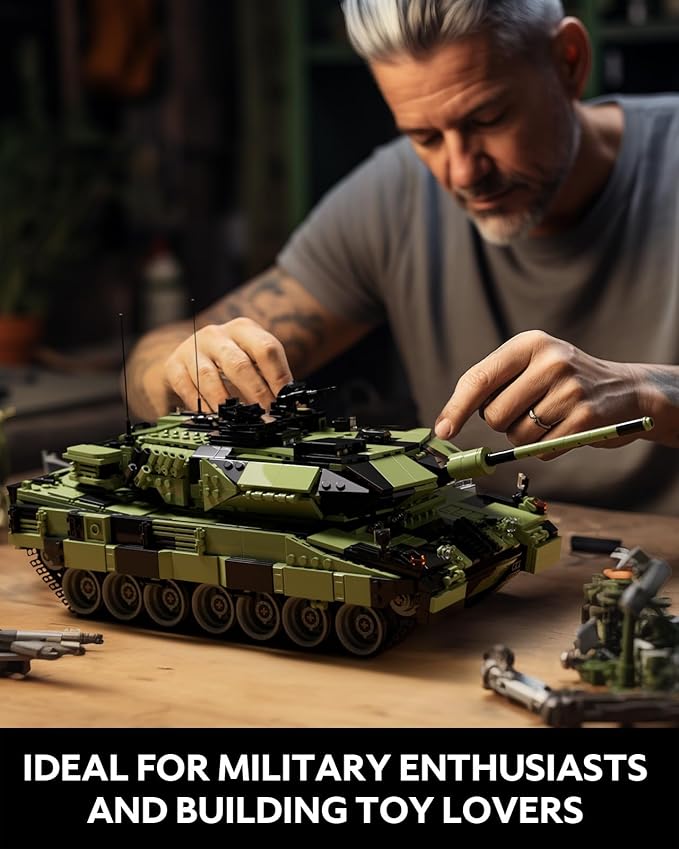 Nifeliz Leopard II A7 Tank, Military Tank Building Set for Adults, Collectible Army Model to Build and Display, Gift Ideal for Military Enthusiasts (2,069 PCS, NF10269)