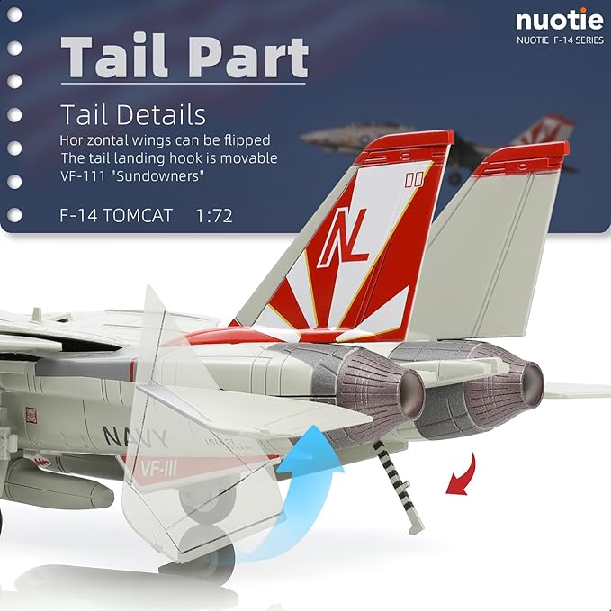 F-14 Tomcat US Navy VF-111 Sun Downers Miss Molly 1/72 DieCast Fighter Military Aircraft Models