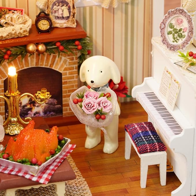 Kisoy Romantic and Cute Dollhouse Miniature DIY House Kit Creative Room Perfect DIY Gift for Friends,Lovers and Families (Sunny Holiday Time)